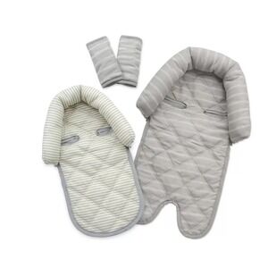 GoldBug Duo Head Support Strap Cover Set Gray White Stripe Machine Washable